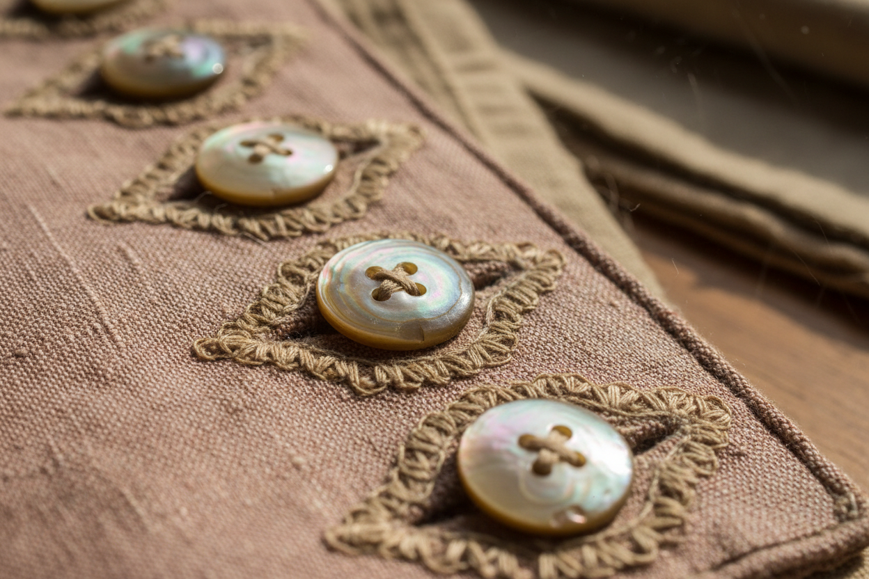 Antique buttons and fabric detail
