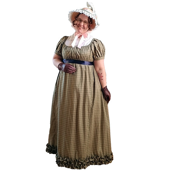 woman in regency era costume