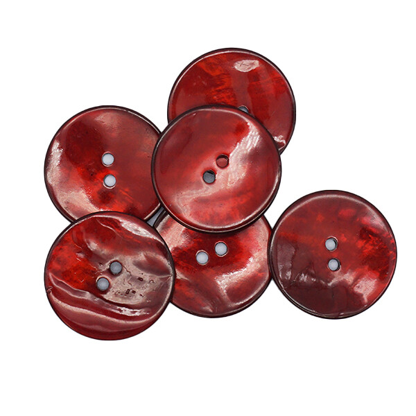 10 Clear Red Buttons, 1 1/8 Bright Red Clear Buttons, Sewing