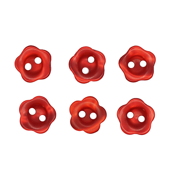 3/8 Red Flower Buttons