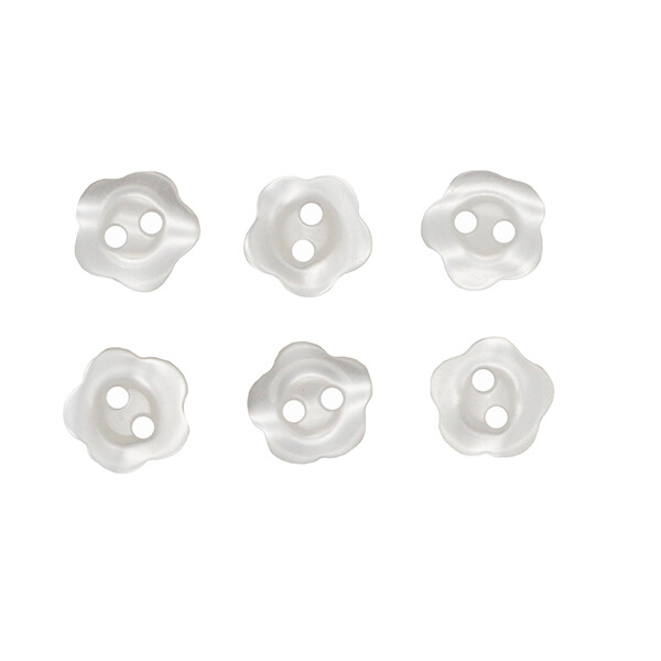 3/8 White Flower Buttons